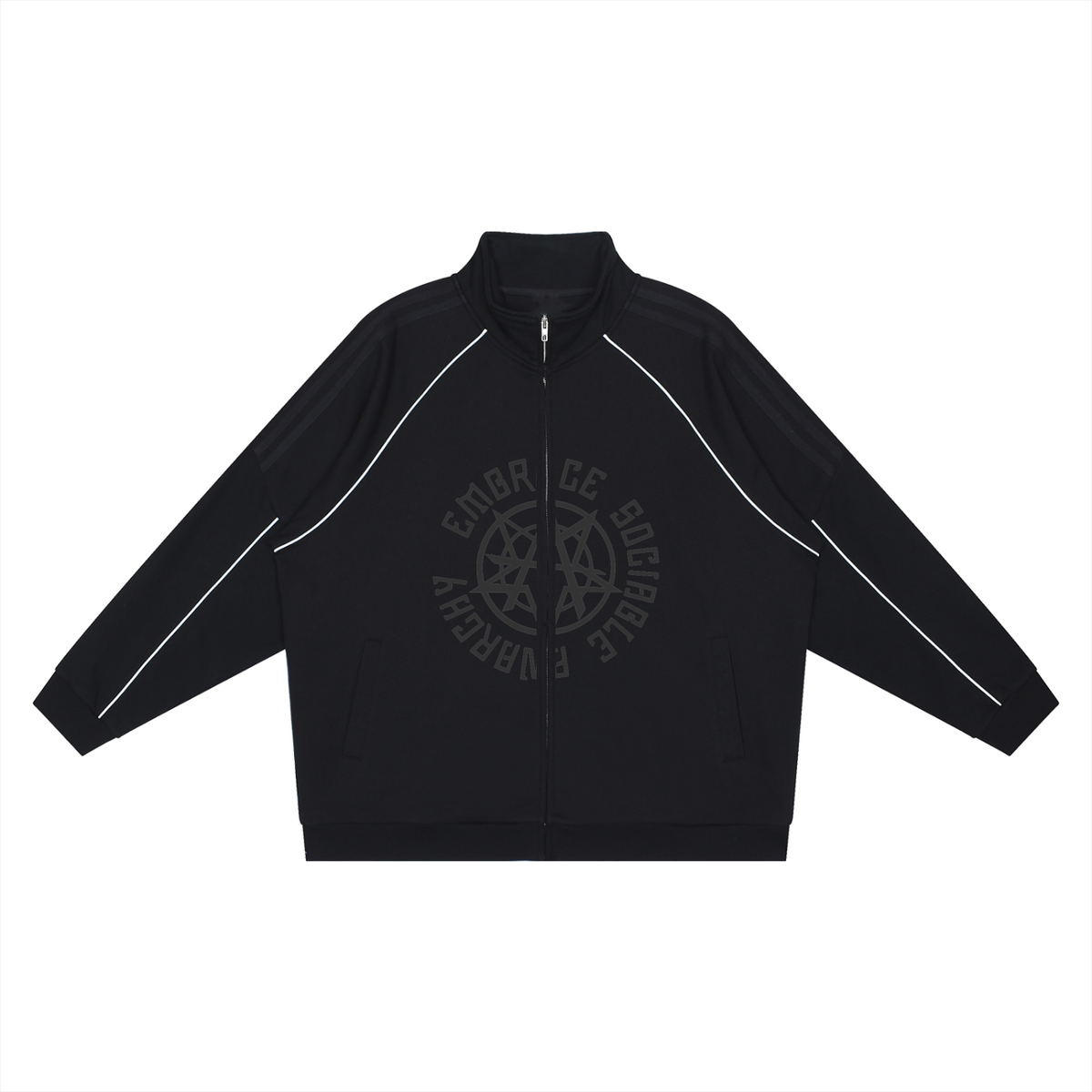 Reflection Striped Raglan Sleeve  Jacket
