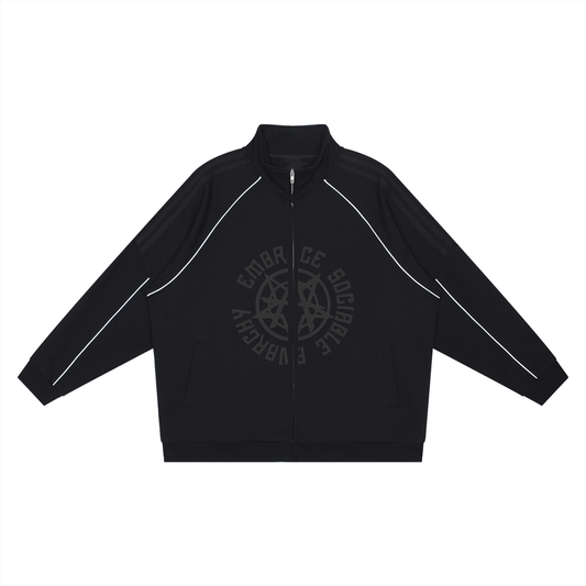 Reflection Striped Raglan Sleeve  Jacket