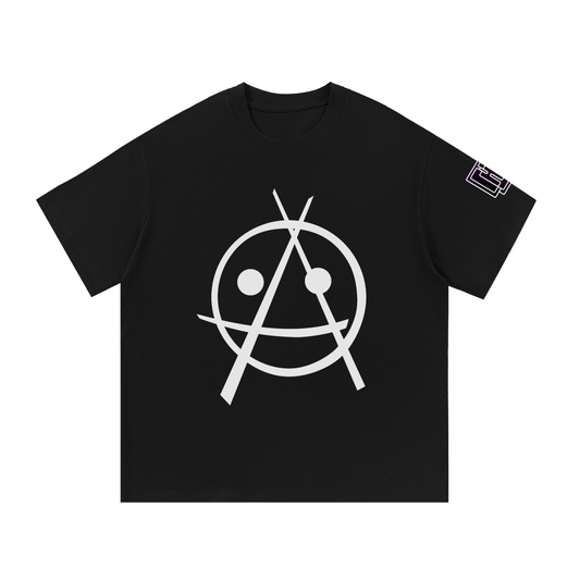 Essential Cotton T-Shirt with smiley face anarchy symbol
