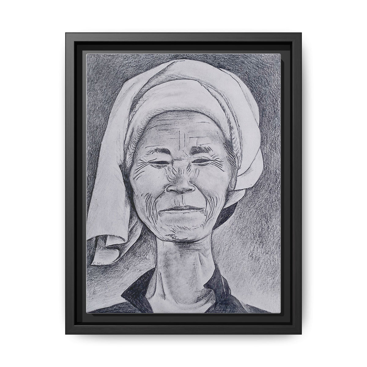 Long Neck Lady Portrait - Framed Matte Canvas Print